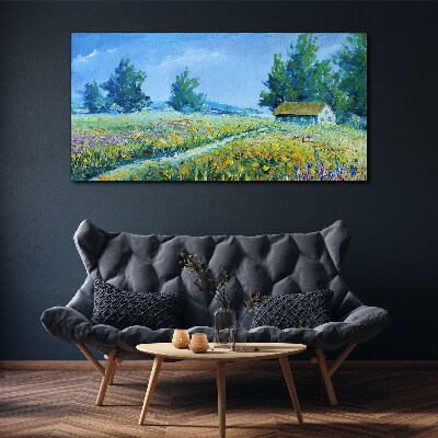 Tablou canvas Peisaj de vară cu o casă în câmp