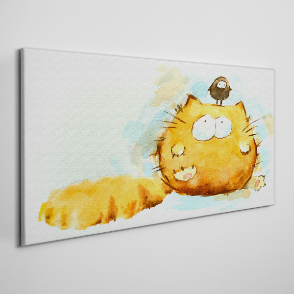 Tablou canvas Pisică cu o pasăre