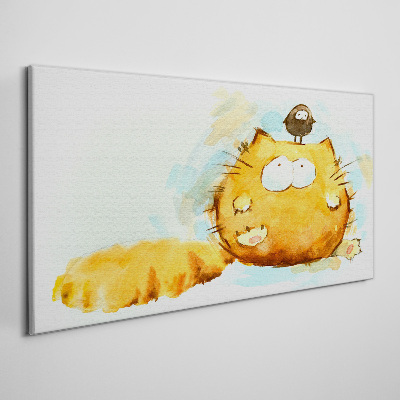 Tablou canvas Pisică cu o pasăre