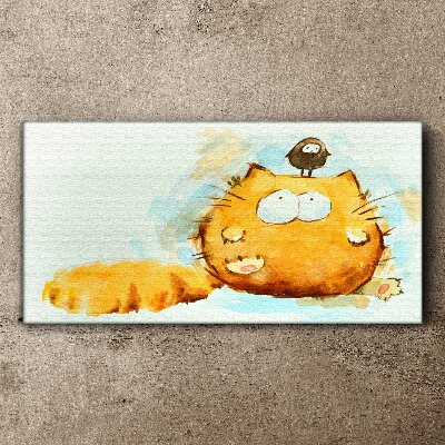 Tablou canvas Pisică cu o pasăre
