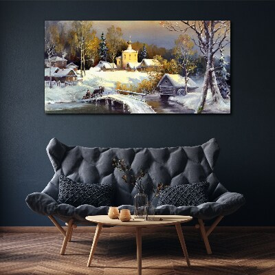 Tablou canvas satul de zăpadă de iarnă