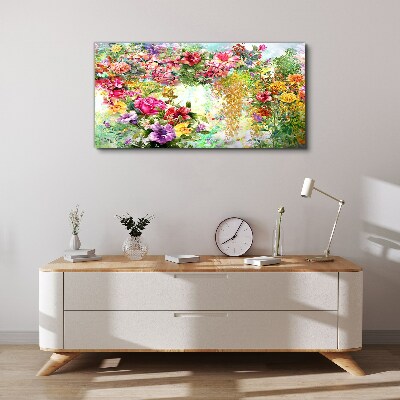 Tablou canvas Un paradis al florilor în culori pastelate