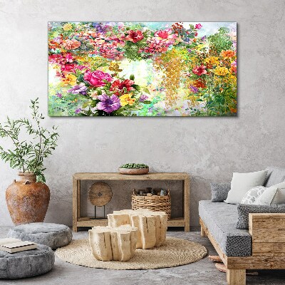 Tablou canvas Un paradis al florilor în culori pastelate