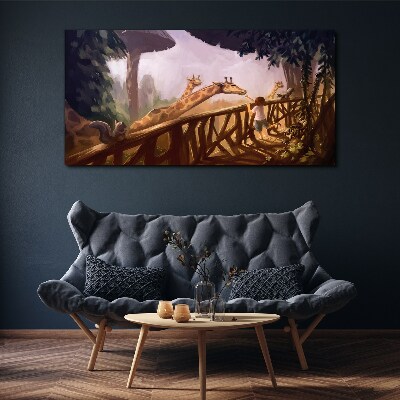 Tablou canvas Întâlnire cu girafele la grădina zoologică
