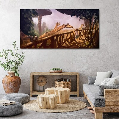 Tablou canvas Întâlnire cu girafele la grădina zoologică