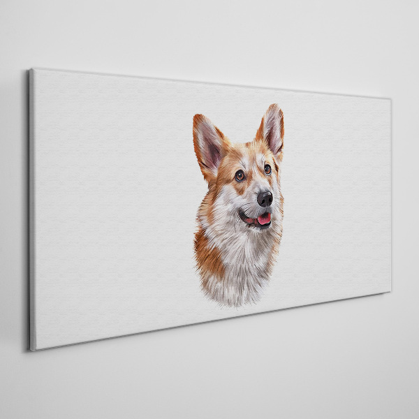 Tablou canvas Portretul unui câine Corgi vesel