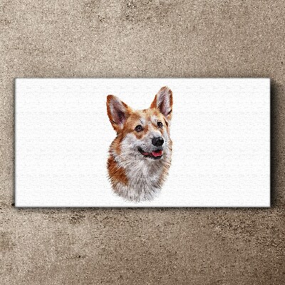 Tablou canvas Portretul unui câine Corgi vesel