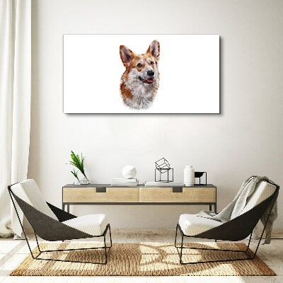 Tablou canvas Portretul unui câine Corgi vesel