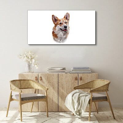 Tablou canvas Portretul unui câine Corgi vesel