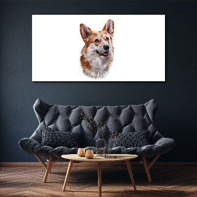 Tablou canvas Portretul unui câine Corgi vesel