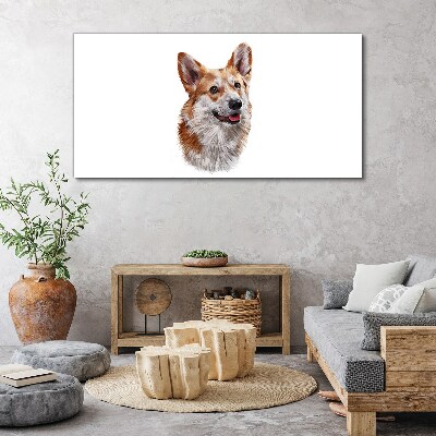 Tablou canvas Portretul unui câine Corgi vesel