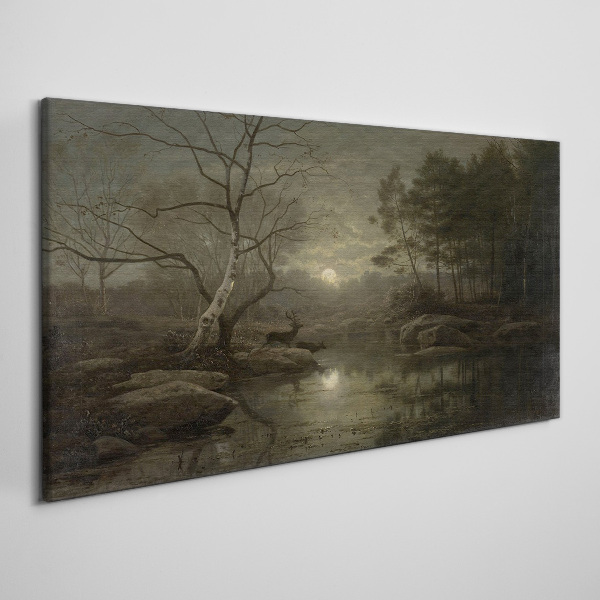 Tablou canvas Peisaj de noapte cu o căprioară