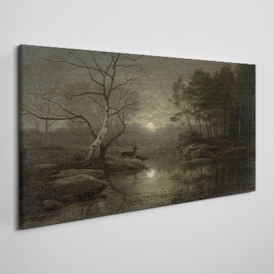 Tablou canvas Peisaj de noapte cu o căprioară