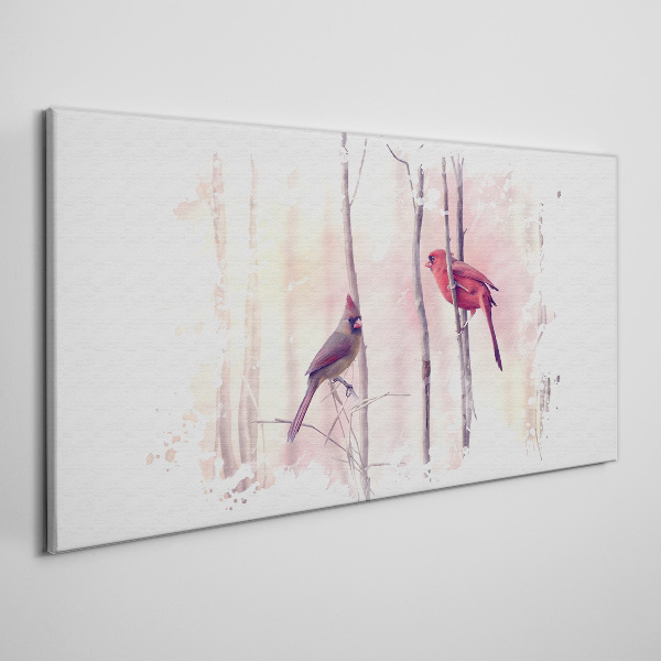 Tablou canvas Păsări în pădurea de iarnă
