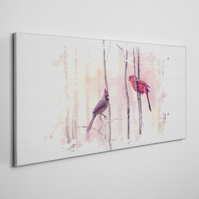 Tablou canvas Păsări în pădurea de iarnă