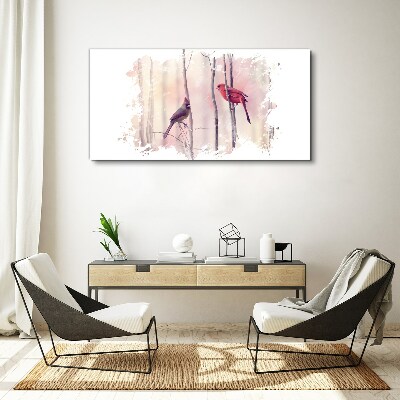 Tablou canvas Păsări în pădurea de iarnă