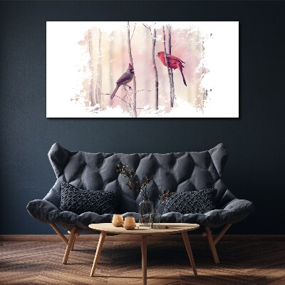 Tablou canvas Păsări în pădurea de iarnă