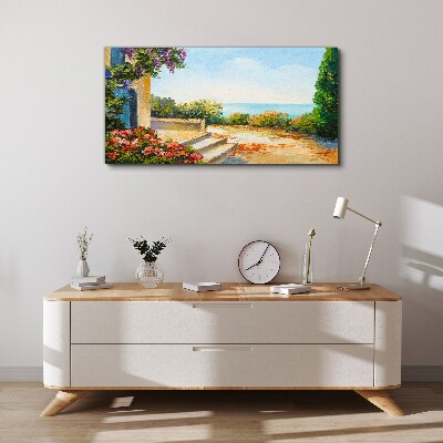 Tablou canvas Peisaj de litoral cu flori