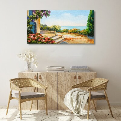 Tablou canvas Peisaj de litoral cu flori