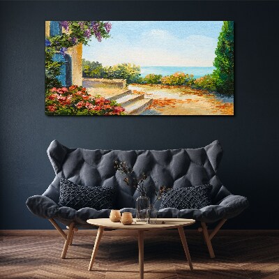 Tablou canvas Peisaj de litoral cu flori