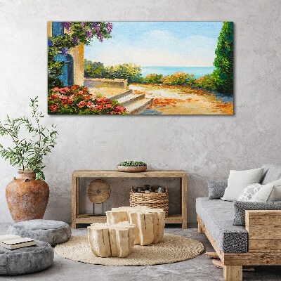 Tablou canvas Peisaj de litoral cu flori