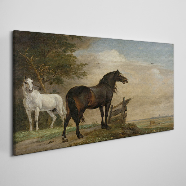 Tablou canvas Un peisaj liniștit cu cai