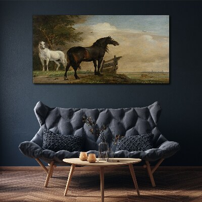 Tablou canvas Un peisaj liniștit cu cai