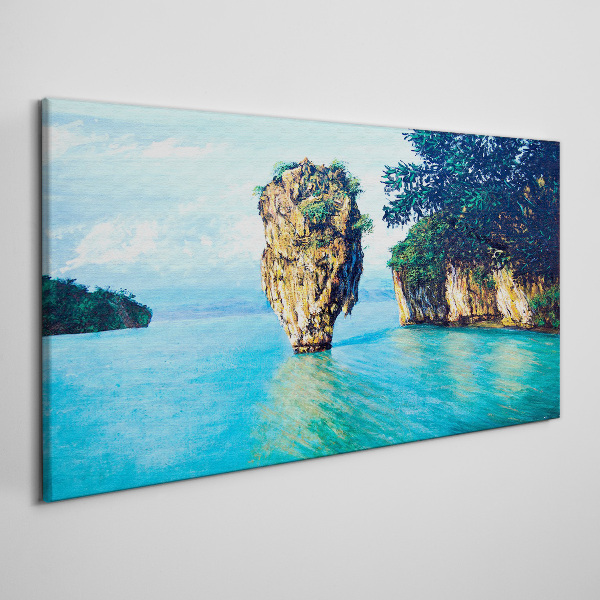 Tablou canvas Un golf liniștit cu o stâncă înaltă