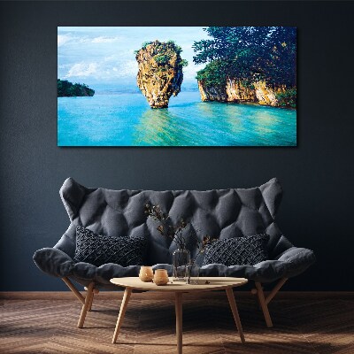 Tablou canvas Un golf liniștit cu o stâncă înaltă