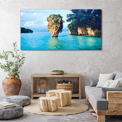 Tablou canvas Un golf liniștit cu o stâncă înaltă