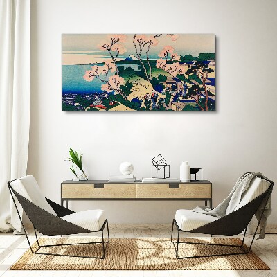 Tablou canvas Peisaj de primăvară cu Muntele Fuji