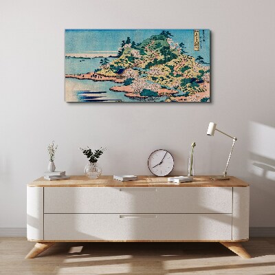 Tablou canvas Peisaj montan cu copaci înfloriți
