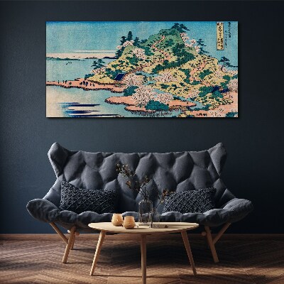Tablou canvas Peisaj montan cu copaci înfloriți