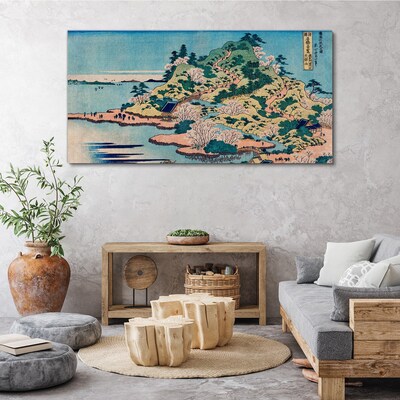 Tablou canvas Peisaj montan cu copaci înfloriți