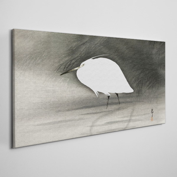 Tablou canvas Stârc alb în ceață