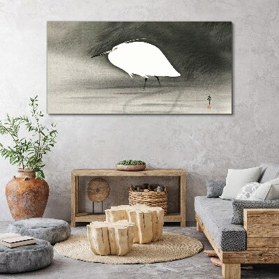 Tablou canvas Stârc alb în ceață
