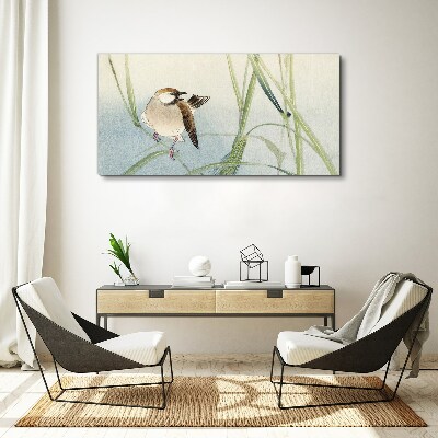 Tablou canvas Un pițigoi la iarbă