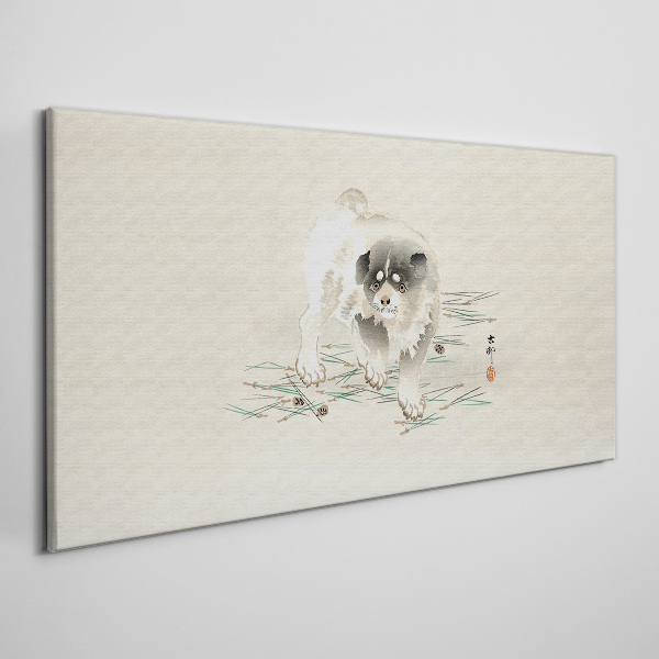 Tablou canvas Câine pe fundalul iarbă