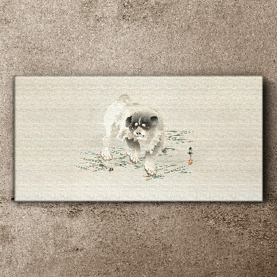 Tablou canvas Câine pe fundalul iarbă