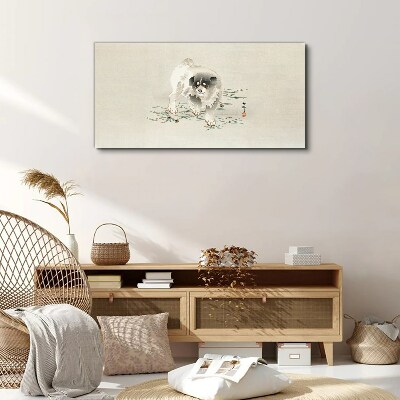 Tablou canvas Câine pe fundalul iarbă