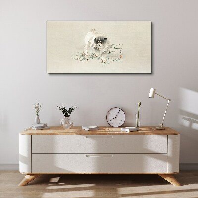 Tablou canvas Câine pe fundalul iarbă