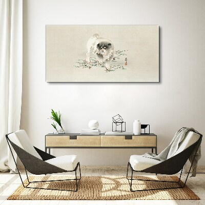 Tablou canvas Câine pe fundalul iarbă