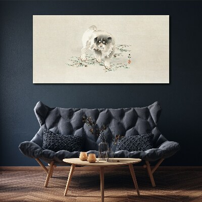 Tablou canvas Câine pe fundalul iarbă