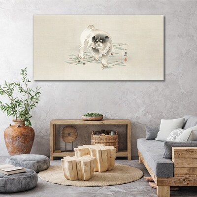 Tablou canvas Câine pe fundalul iarbă
