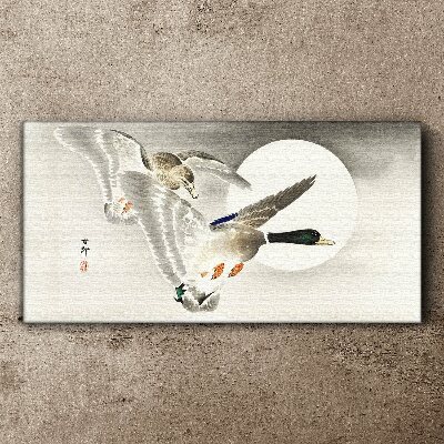 Tablou canvas Zborul rațelor sălbatice în lumina lunii