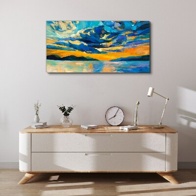 Tablou canvas Apus peste un lac linistit