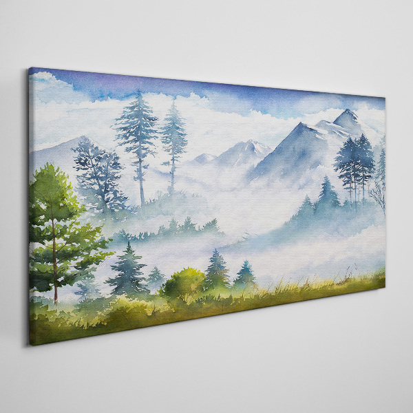 Tablou canvas Peisaj montan în ceața dimineții