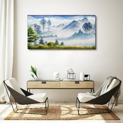 Tablou canvas Peisaj montan în ceața dimineții