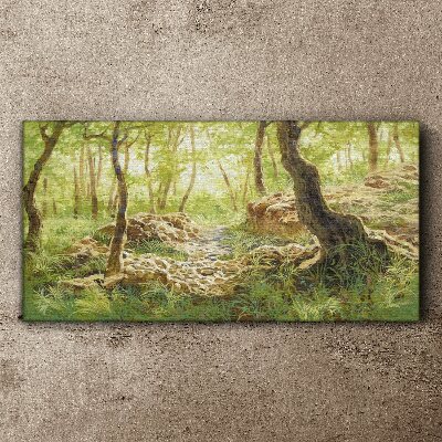Tablou canvas Peisaj verde de pădure cu pietre