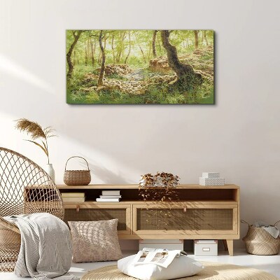 Tablou canvas Peisaj verde de pădure cu pietre